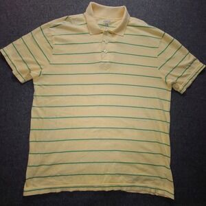 BKE Men's XL Yellow Green Striped Polo‎ Shirt Short Sleeve Cotton Blend